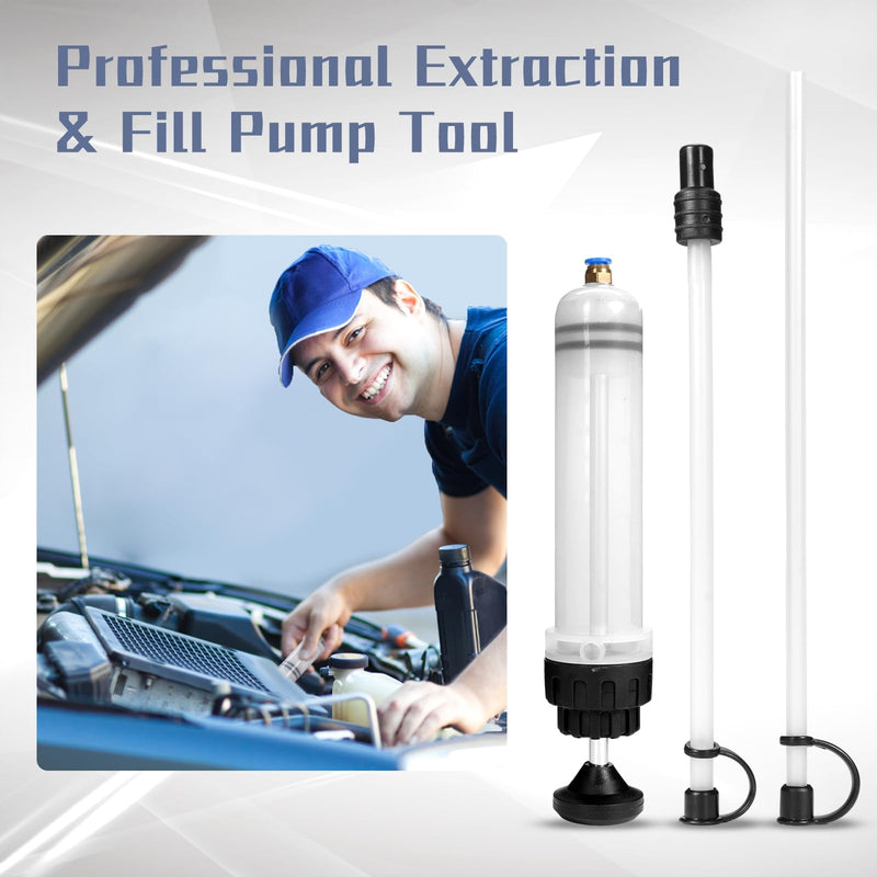 200CC Automotive Fluid Extractor Pump, Fluid Transfer Pump for Cars/Ships/Engines/Lawn Mowers Fluid Extraction and Filling, with 2 Transparent Hose