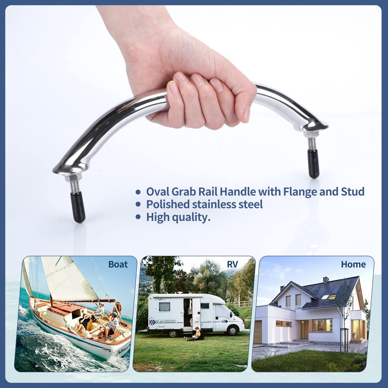 8" Boat Grab Bar 316 Stainless Steel Polished Grab Handle Handrail Hardware Multipurpose