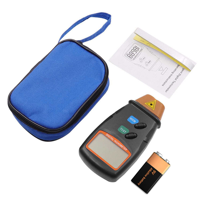 Mengshen Digital Tachometer Non-Contact Laser 2.5-99999RPM | Speedometer with reflective tape, speed meter, 9 V battery included