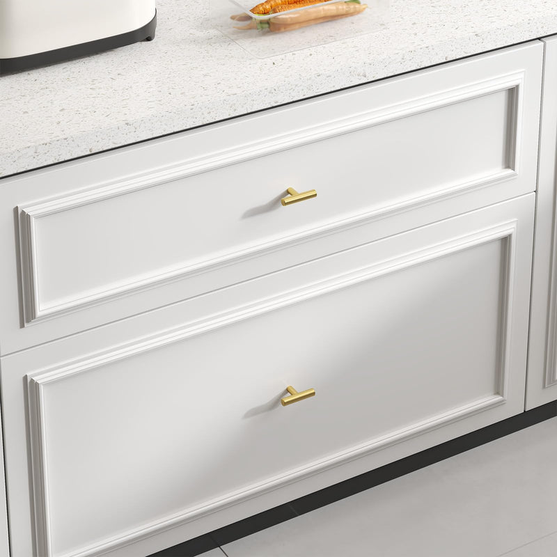 Goldenwarm Knobs for Dresser Drawers Brushed Brass Cabinet Knobs - LS201GD Contemporary Cabinet Hardware Knob 2" Overall Length Gold Cabinet Drawer Handles 30 Pack ‎Brushed Brass