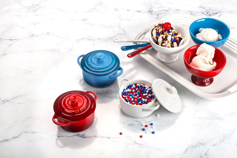 Le Creuset Stoneware Mini Round Cocotte, 8 oz., Cerise 8 Oz.