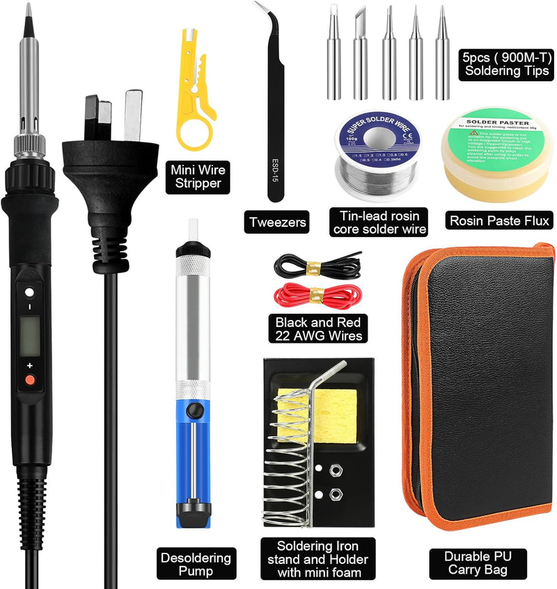 Electric Soldering Iron Set - 80W Soldering Iron Soldering Set, on Soldering Iron, Adjustable Temperature 180℃-480℃ with Soldering Iron Pen, Soldering Tips, Wood Stove Tips, Burning Iron for Wood and DIY Art