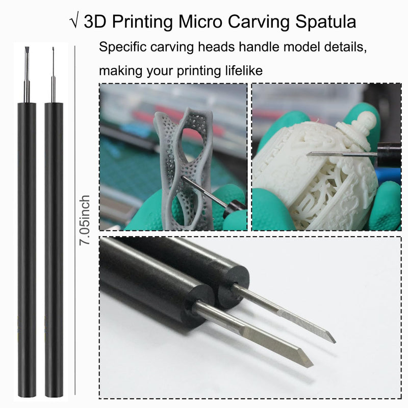 Precision 3D Printer Tool set with Deburring Tool, 3D Printer Spatula,Craft Knife,hand File,Carving Knife,Storage Box Suitable for Sanding, Carving, Modeling, Cutting, Scraping Deburring kit