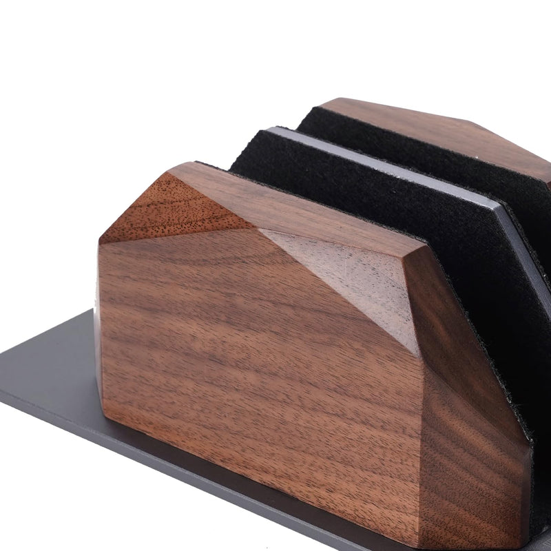 Wood Vertical Laptop Stand for Desk, Dual Slot Adjustable Wooden Laptop Holder to Dock MacBook, MacBook Pro and Gaming Laptops, Solid Black Walnut Black Felt