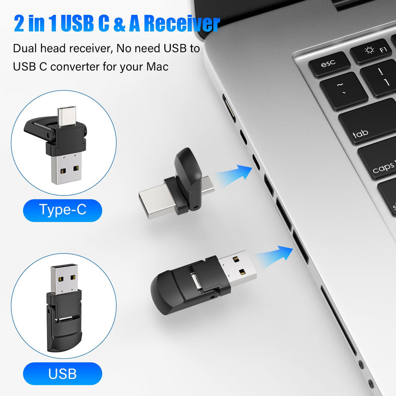 Presentation Clicker Wireless Presenter Remote Clicker, USB C PowerPoint Clicker for Presentation with Laser Pointer, RF 2.4GHz Computer Pointer Clicker Slide Advancer for Google Slides,Mac,Laptop Black