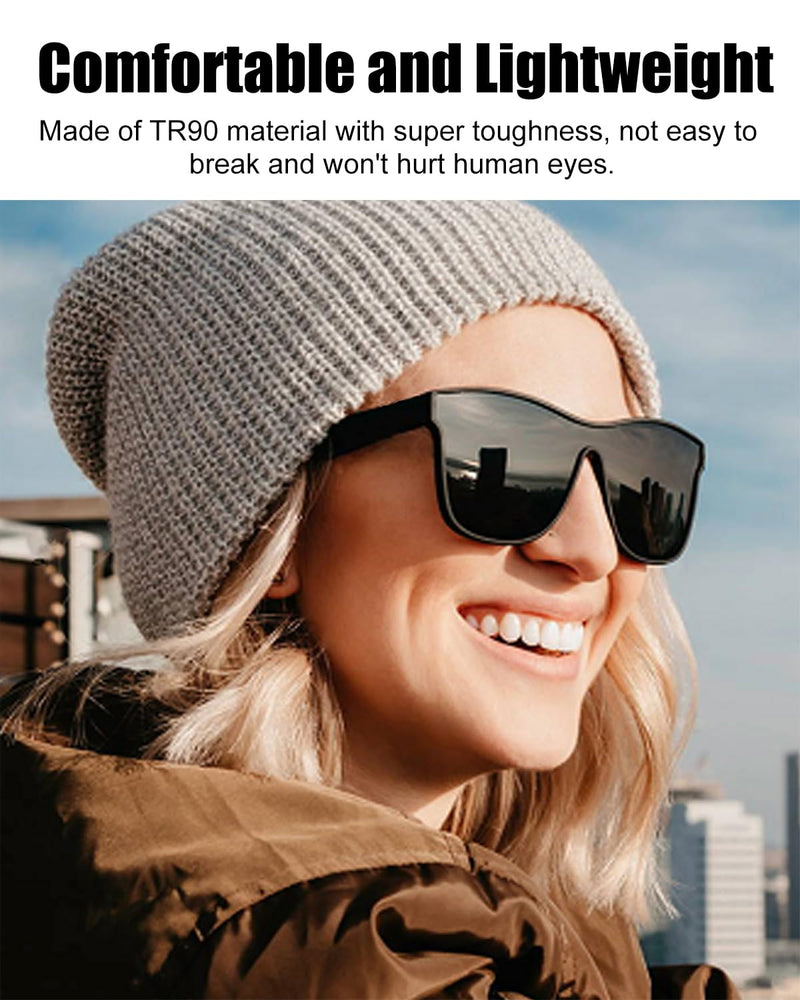 Smart Glasses,Bluetooth Sunglasses for Men Women with Speakers,Polarized Lenses,Touch/Voice Assistant Black