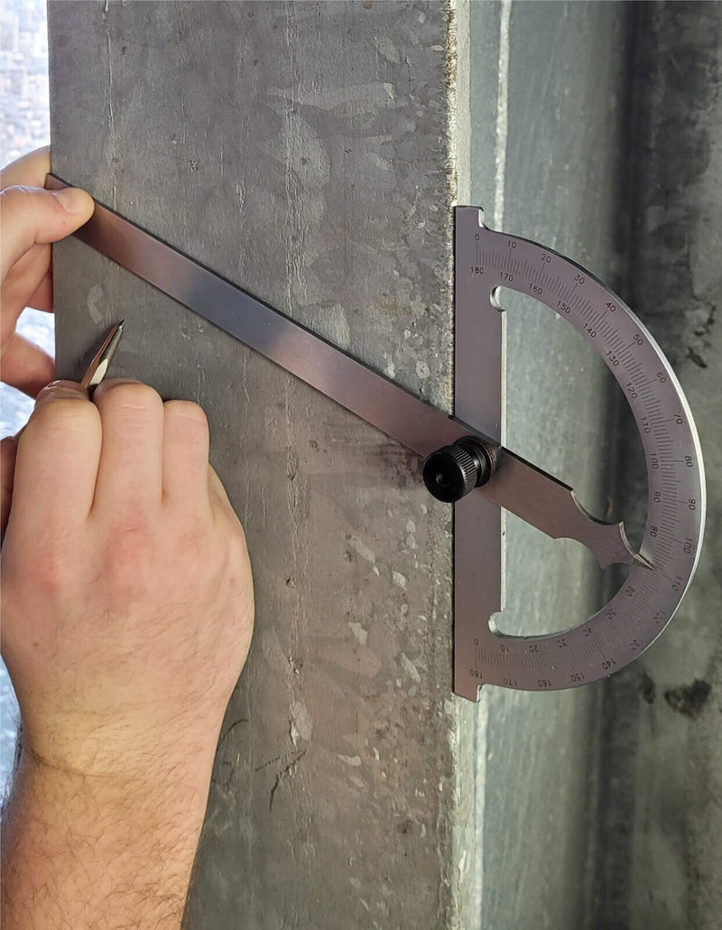 WRS precision protractor/protractor, scale matt chrome-plated, anti-glare, with metal locking screw, 0-180°, in a case, size: 120 x 150 mm