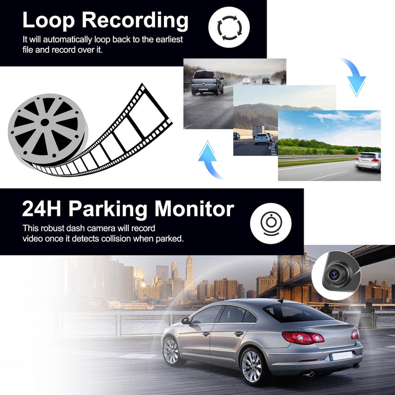 4.5" Mirror Dash Cam Backup Camera 1080P FHD Front and Rear View Mirror Camera for Cars Dual Lens Cam Loop Recording 170°Wide Angle G-Sensor Parking Assistance 4.5"