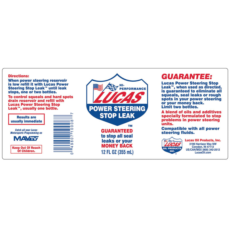 Lucas Oil 10008 Power Steering Stop Leak - 12 Ounce 1 Pack