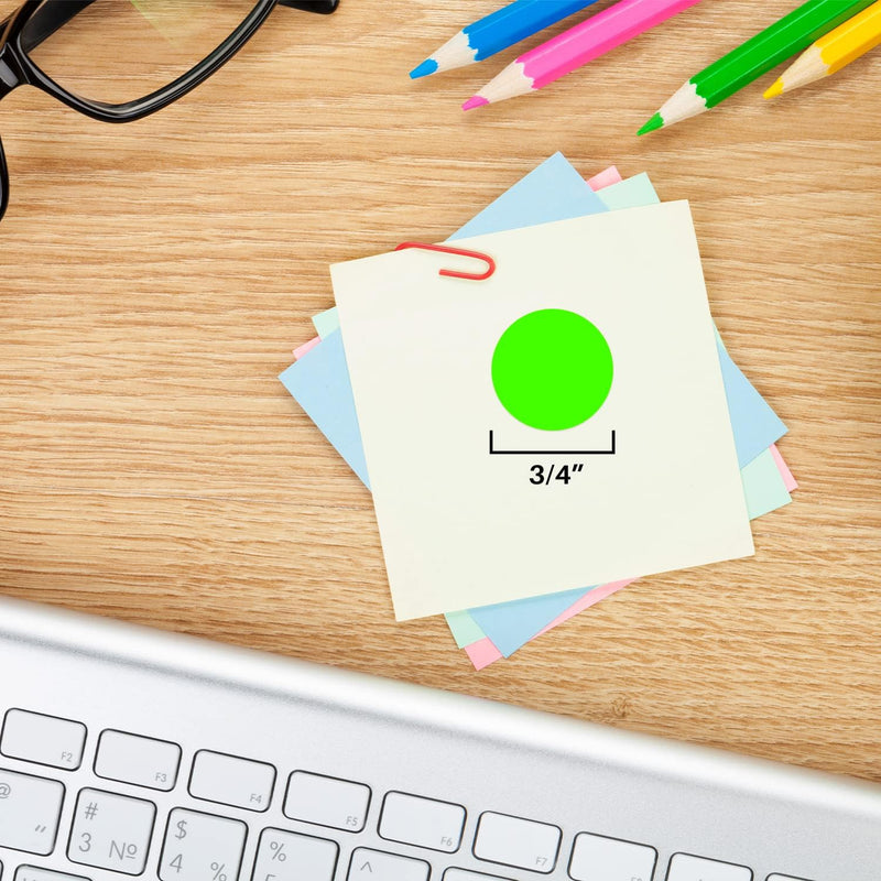 ChromaLabel 0.75 Inch Color Code Dot Labels on Sheets, 2 Colors, 1200 Stickers per Variety Pack, Fluorescent Green and Fluorescent Yellow