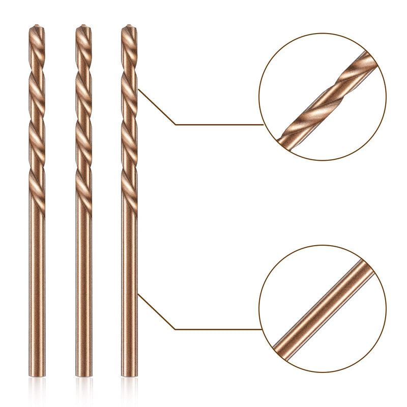 Mudder 50 Pieces 1/8" Drill Bit M35 High Speed Steel Twist Cobalt Drill Bit Set for Hardened Metal Stainless Steel Cast Iron Woodwork Plastic (1/8 Inch) 1/8 Inch (Single Size Set)