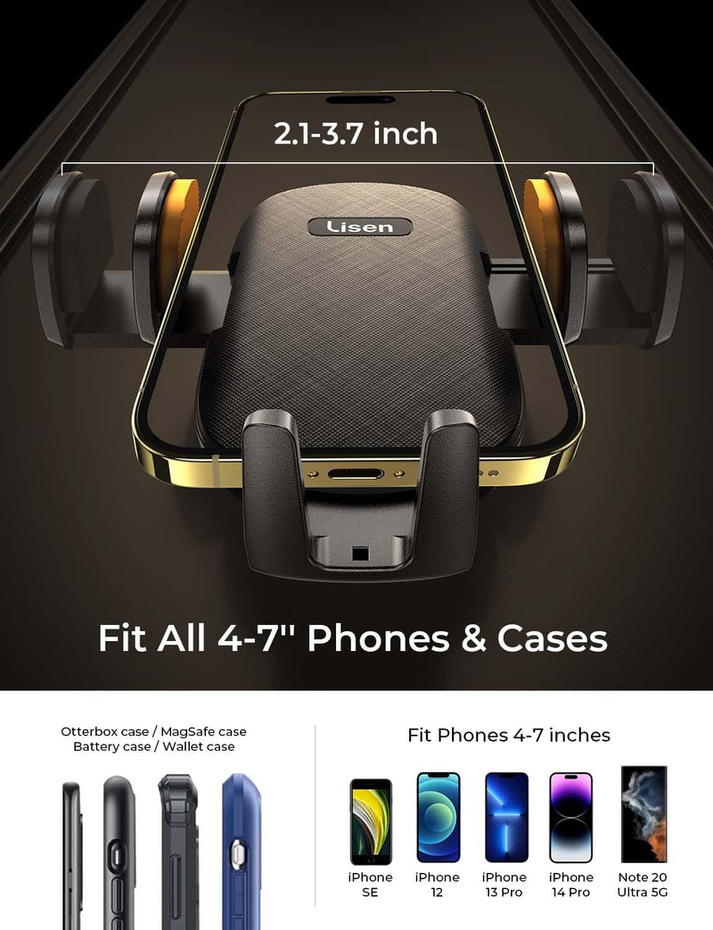 LISEN CD Slot Phone Mount for Car, Adjustable CD Phone Holder for Car Phone Mount for iPhone Car Holder Mount Ultra Sturdy Vent Cell Phone Holder Mount for iPhone 15 Pro Max Plus Accessories Samsung Black