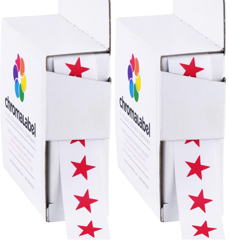 ChromaLabel 3/8" 0.375 Inch Color Code Star Stickers, 1000 Labels per Dispenser Box, Red (Pack of 2) 3/8" (Pack of 2)