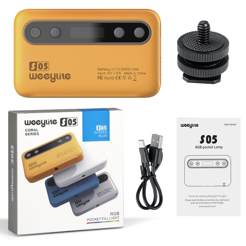 S05 RGB Photography Lighting, APP Control Portable Led Lighting Panel, on Camera led Light for Photography Video Picture Vlog Version II ( APP remotel)-Yellow