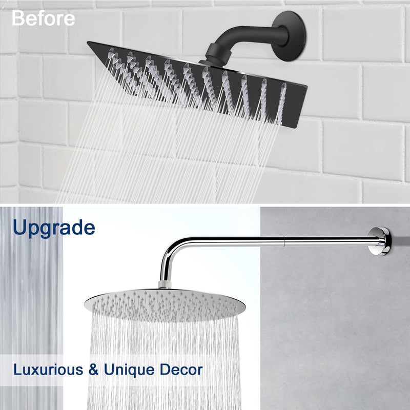 NearMoon Shower Arm, Extra Extension Arm with Flange, Stainless Steel Wall-Mounted Showerhead Extender Pipe (24 Inch, Chrome Finish) 24 Inch