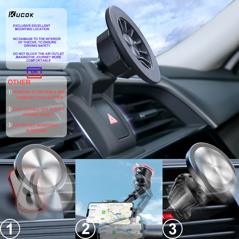 Toyota Highlander Phone Mount for MagSafe, Exclusive Fit for Toyota Highlander 2014-2019, Fit for MagSafe iPhone 15/14/13/12/Mini Series, Super-Strong Magnet for Highlander Accessories.
