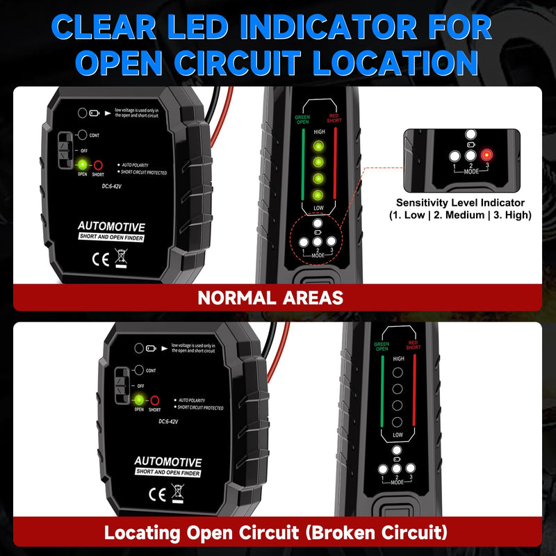 VSTM Wire Tracer Automotive Electrical Open & Short Finder, Circuit Breaker Finder, Circuit Tester, Fault Probe Cable Tracker, DC 6-42V Electrical Circuit Diagnostic Tool Black