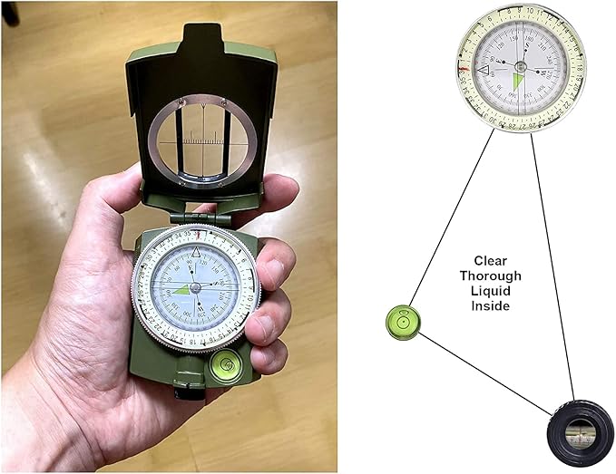 SE Military Lensatic and Prismatic Sighting Survival Emergency Compass with Pouch - CC4580