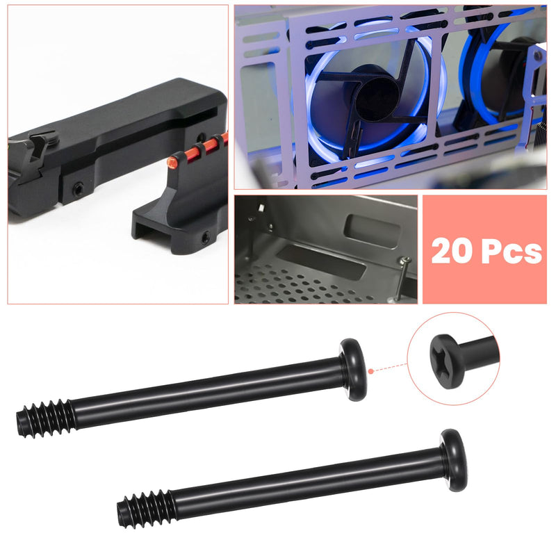 PC Fan Screws Computer Cooling Fan Mount Screws, Cross Recessed Head Self Tapping Stainless Steel Screw Case Long Short Screw Kit (#6-32x30mm 20 Pcs / M5x10mm 20 Pcs)