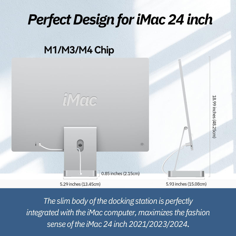 USB C Hub for iMac 24 inch 2021/2023/2024, Minisopuru iMac Hub Support M.2 NVMe SSD, iMac Accessories for iMac M1/M3/M4, iMac Adapter with USB A/C 10Gbps, SD/TF, M.2 SSD (Not Included), Silver