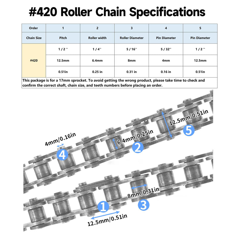 420 Chain Sprocket 18T Front Sprocket 17mm Compatible with 50cc 70cc 90cc 110cc 125cc 140cc15cc 160cc Lifan Loncin Dirt Bike, ATVs, Go Kart Sprocket 420 18T 1