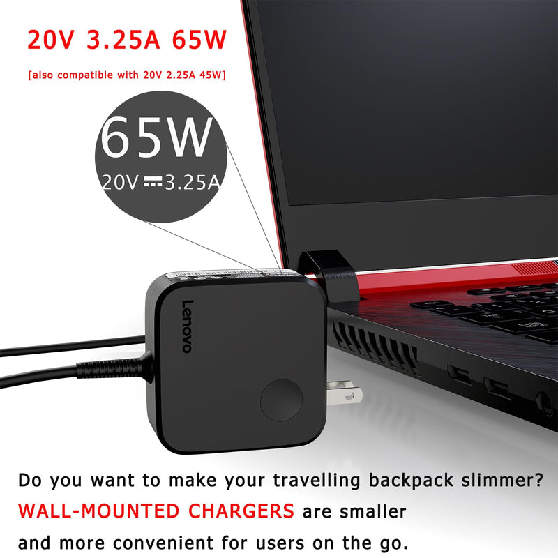 65W 45W Charger for Lenovo V14 V15 V17 G2 G3 G4 IdeaPad 3 5 110 110s 310 320 330 330s S340 Flex 4 5 6 Flex 5-1570 4-1470 Yoga 710 720 510 520 530 ADLX65CLGC2A Round Tip Laptop Adapter