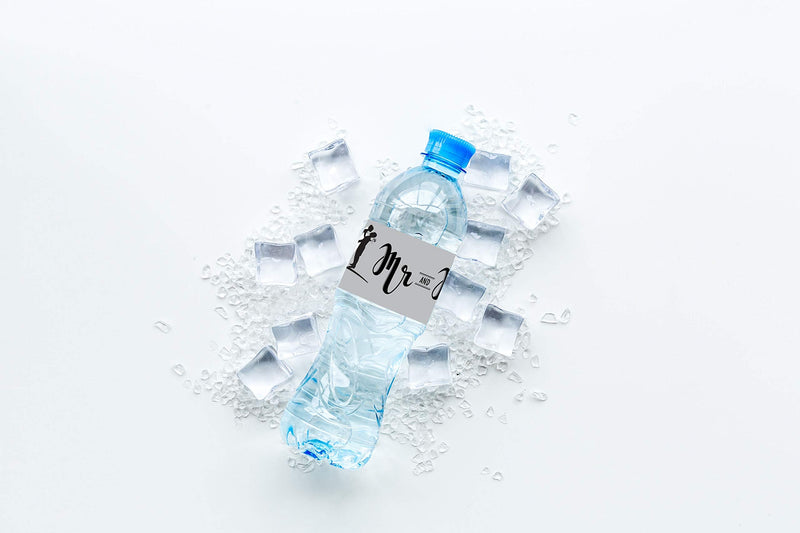 Mr. and Mrs. Silhouette Water Bottle Labels 2 x 8 Inch 50 Total Stickers On A Roll Mr. and Mrs.