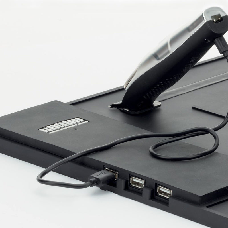 GAMMA+ Professional Barber Appliance Magnetic Mat and Station Organizer, Anti-Slip, Durable Hair Styling Tools Black USB Hub