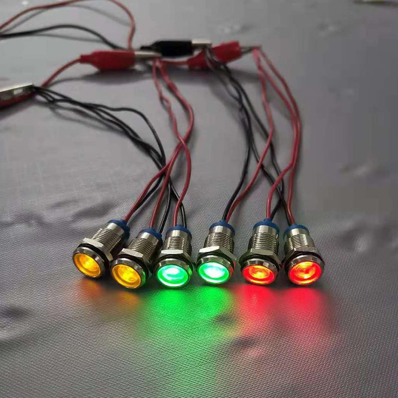 GUUZI 6pcs 220V-230V AC 10mm LED Panel Pilot Dash Warning Light Indicator Light Lamp Pilot Dash Bulbs Directional (Red/Yellow/Green) Red/Yellow/Green.