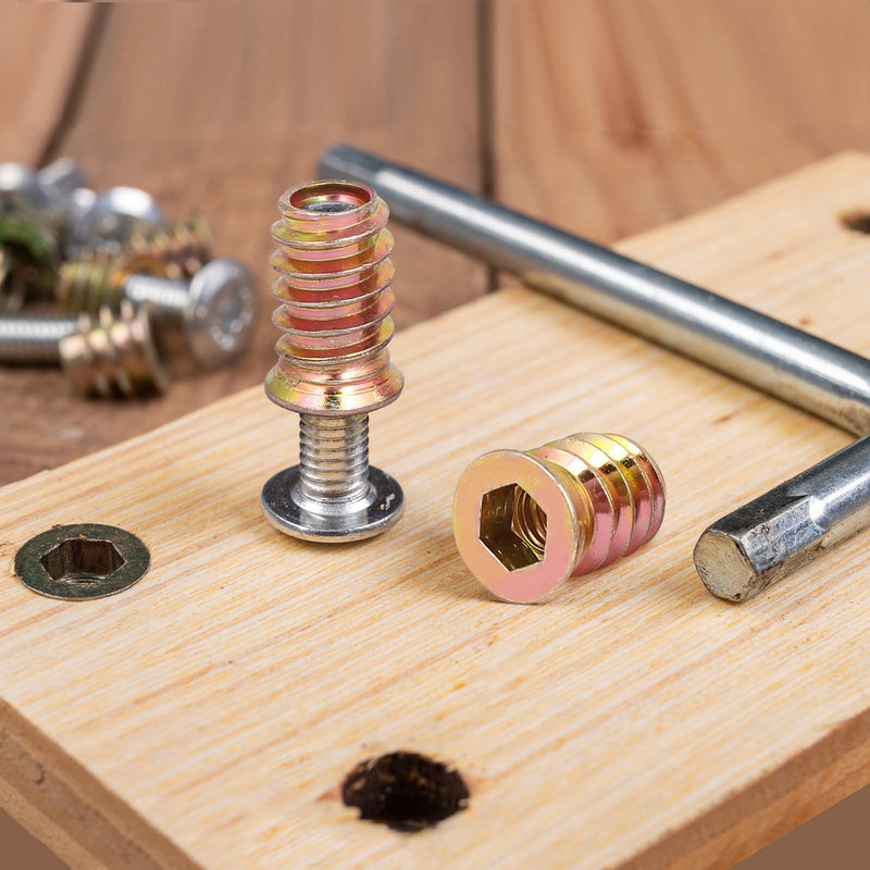 uxcell Wood Furniture M8x30mm Threaded Insert Nuts Interface Hex Socket Drive 40pcs 40