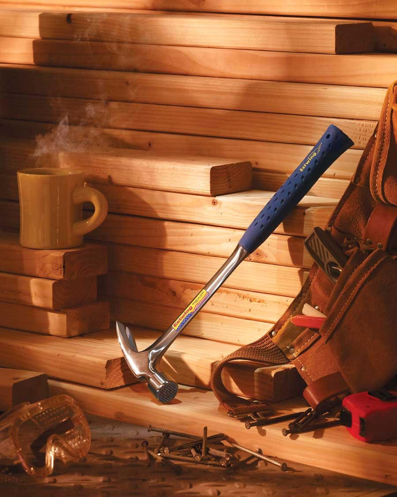 ESTWING Framing Hammer - 22 oz USA Made Curved Claw Hammer with Milled Face & Shock Reduction Grip - E3-22CMR