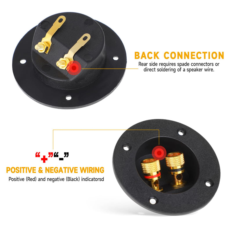 2 Pcs Speaker Sub Box Terminals Cup for Subwoofer Box Black 3 Inch Round 2-Way Spring Loaded Jacks Wire Connector Binding Post Cup Connector Subwoofer Plug for Speaker Sub Home Car Stereo