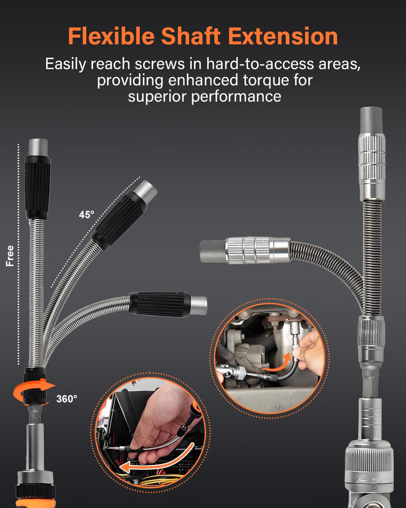 Ratcheting Screwdriver Set, 68 in 1 Socket Set & Magnetic Screwdriver Bit Set with Rotatable Ratchet Handles, Extensions Bar and Storage Case for Phone, Computer, Bike, Car, Electronics Maintenance 68 PCS Orange