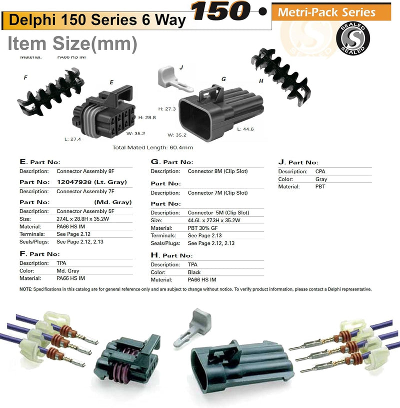 Metri-Pack 150 Series 8-Way Connector w/22 20 AWG Sealed 16 V & 14 amps