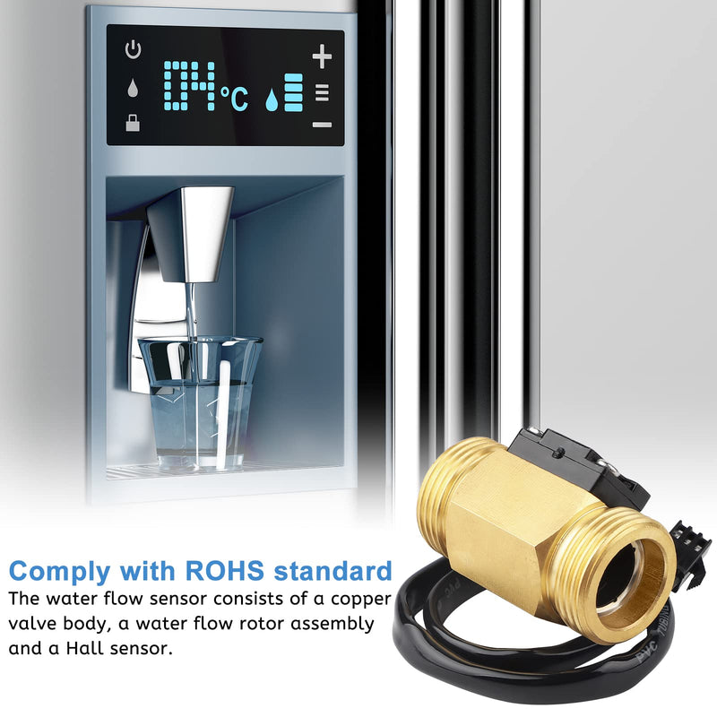 SWAWIS 2 pieces G3/4 water flow sensor, flow sensor water 3/4'' flow meter, water flow Hall sensor flow switch water flow switch, 1-30L/min