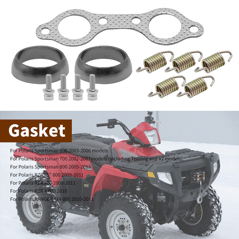 Exhaust Manifold Gasket Spring Rebuild Kit Compatible with Polaris Ranger 700 800 Sportsman 600 700