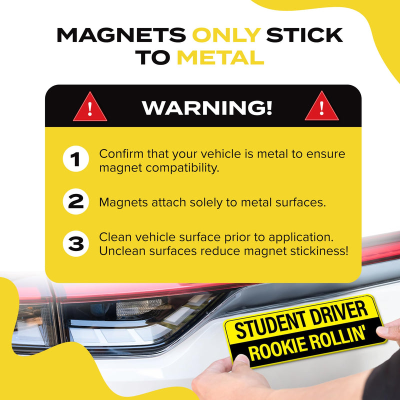 Student Driver Magnet for Car - Funny 3-Pack Please Be Patient Reflective Magnetic Bumper Sticker Set - Removable Novice Rookie Safety Attention Sign - Weather-Resistant - 10 x 3.5 inch Student Men #1