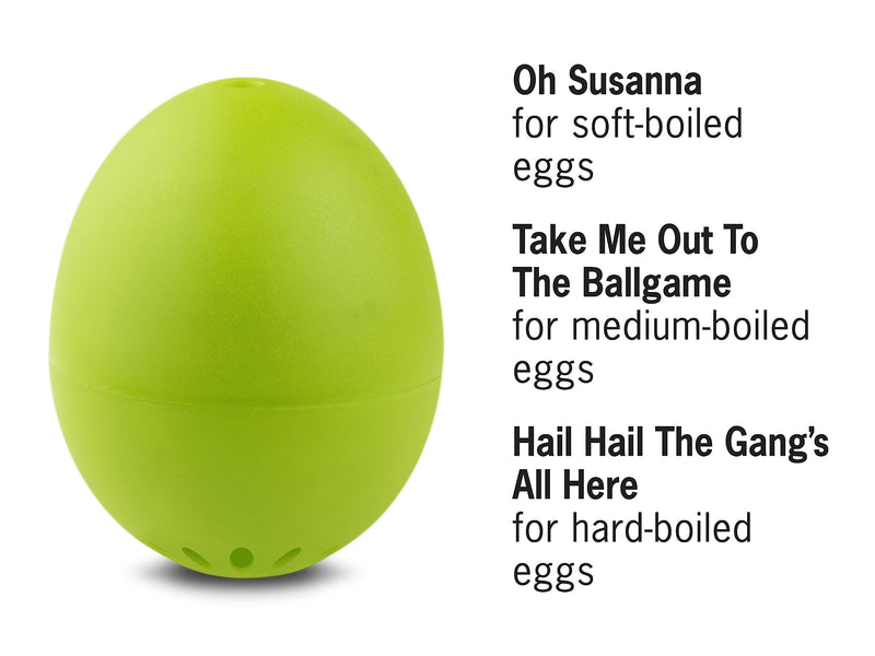 Basic Green – Egg Timer for Boiling Eggs – Musical Egg Cooker for Soft, Medium, Hard Boiled Eggs – Food Safe – Singing Floating Egg Timer – Egg Cooker for 3 Levels of Doneness - Brainstream