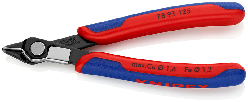Knipex 78 91 125 Electronics Cutter "Super-Knips" 4,92" with lead catcher Multi-colour 125 mm Burnished, wire clamp, very small facet Standard packaging