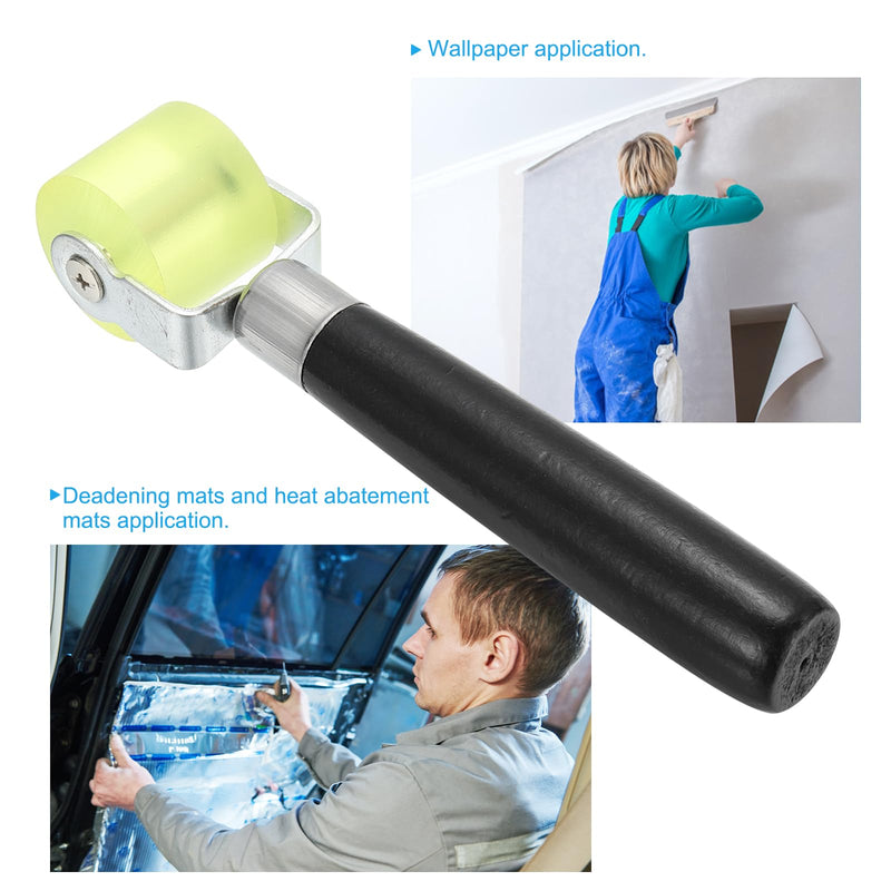 PATIKIL 1.2" Sound Deadening Roller, Noise Insulation Tool Seam Roller PU Wheel Roller for Wallpaper Heat Mat Car, Black 1.2"