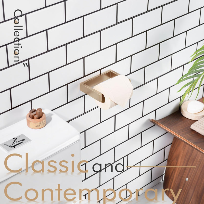 KOKOSIRI Toilet Paper Holder Spring Loaded Bathroom Toilet Roll Holder Wall Mount Champagne Bronze Stainless Steel B2011CPG Without Shelf