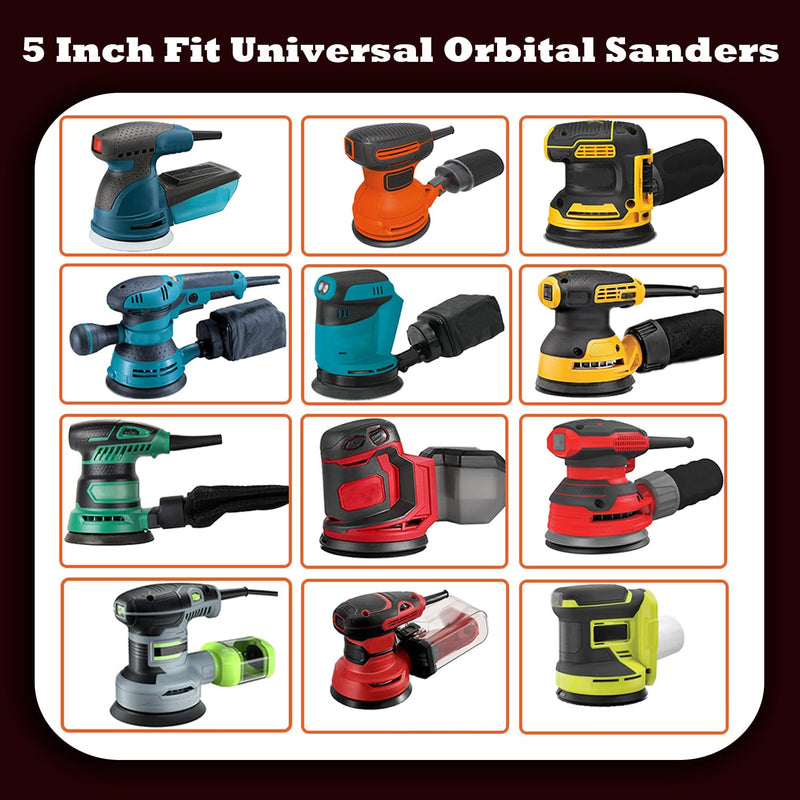 Pack of 110 Sandpaper 125 mm, Sanding Discs 125 mm 8 Holes Round (18 x P40/60/80/100/120, 10 x P180/240 Grit), Sanding Sheets for Random Orbital Sanders (Abrasion-Resistant, Does Not Release Grains)