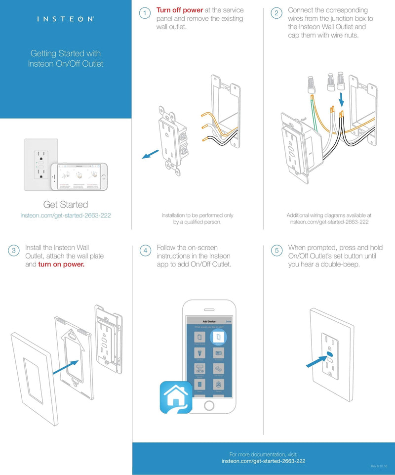 Insteon Dual Smart Outlet, in-Wall Smart Receptacle with Top & Bottom On/Off Switch, Load Sensing, 15A, Dual-Band Technology, Works with Alexa & Google Home, Hub Required - 2663-222