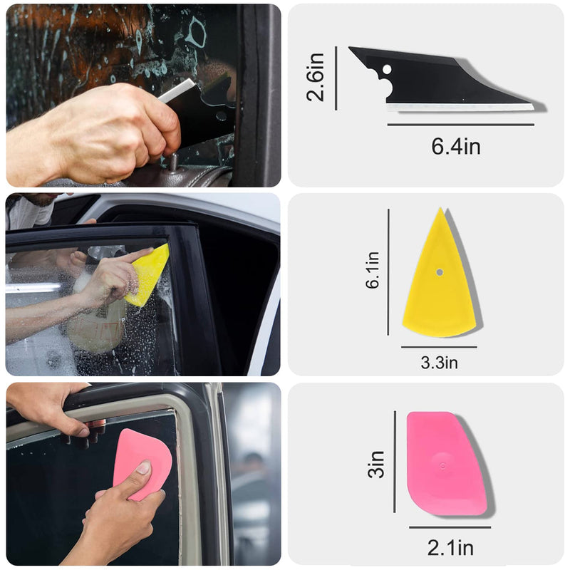 Car Window Tint Application Tools Kit, 8 Pcs Vehicle Glass Protective Film Installing Tool Car Window Film Squeegee Automotive Film Scrapers Window Tint Tools (8)