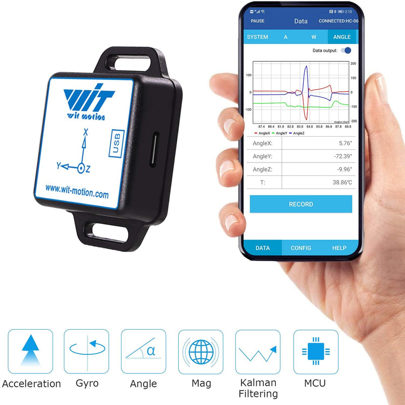 [Bluetooth Accelerometer+Inclinometer] BWT901CL MPU9250 High-precision 9-axis gyroscope+angle (XY 0.05° accuracy)+magnetometer with Kalman filter, 200Hz Highly stable 3-axis IMU sensor