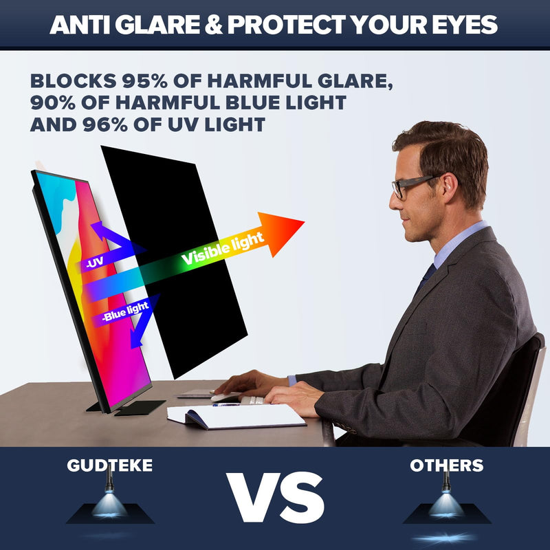 [2-Pack HD Computer Privacy Screen 24 inch, Upgraded Monitor Privacy Screen for 16:9 Widescreen Removable Anti Glare Computer Screen Cover and Blue Light UV-Blocking Screen Privacy Filter 2 pack 24 inch 16:9