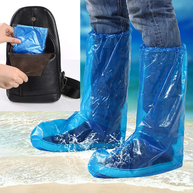 Disposable Boot Covers Waterproof Rain Shoe Covers for Men and Women, 8 Pairs Blue Shoe Covers Waterproof Non-Slip Covers for OP CPE Outdoor Camping (8 Pairs)