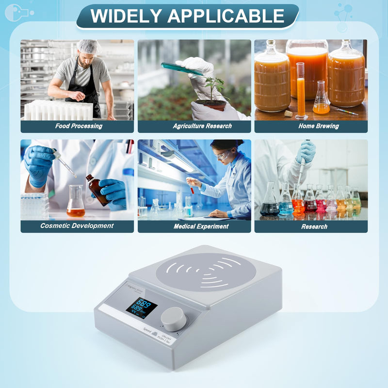 Digital Magnetic Stirrer w/Timer, 100fl.oz Magnetic Stir Plate, Magnetic Mixer w/LCD Display, Lab Stirrer w/Stir Bar (w/o Heating) Grey