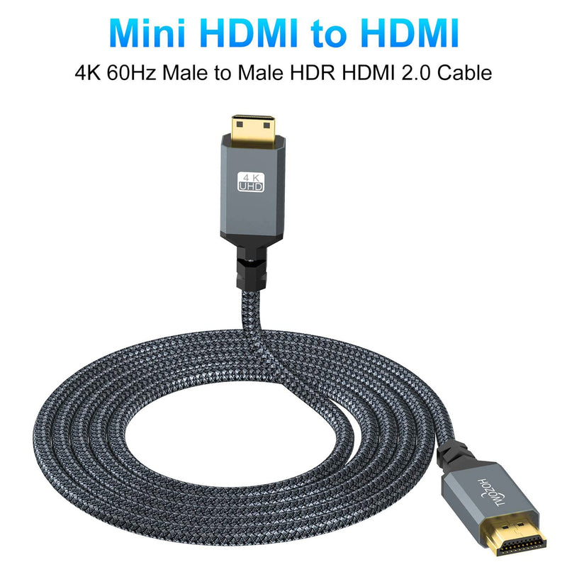 Twozoh Long Mini HDMI to HDMI Cable 25FT, High-Speed HDMI to Mini HDMI Braided Cord Support 3D 4K/60Hz 1080p 720p 25 ft Standard 1-Pack
