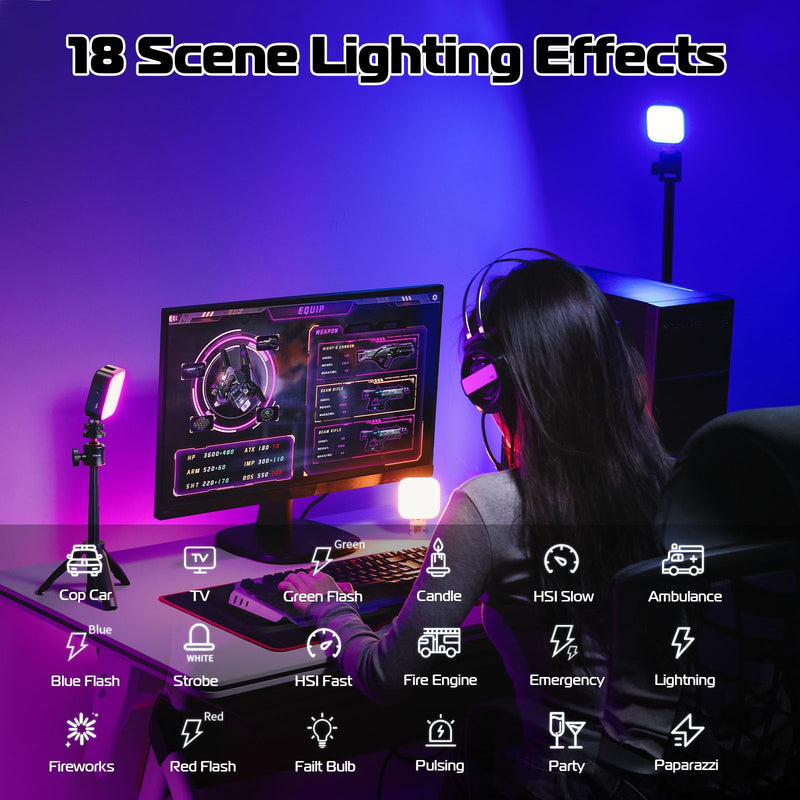Ulanzi U60 RGB Video Light, Portable LED Camera Light with 360° Color CRI≥95 2500-9000K Dimmable Panel Lamp,2500mAh LED Panel Photography Lighting w Quick Release Cold Shoe Adapter and Clip-Black Black